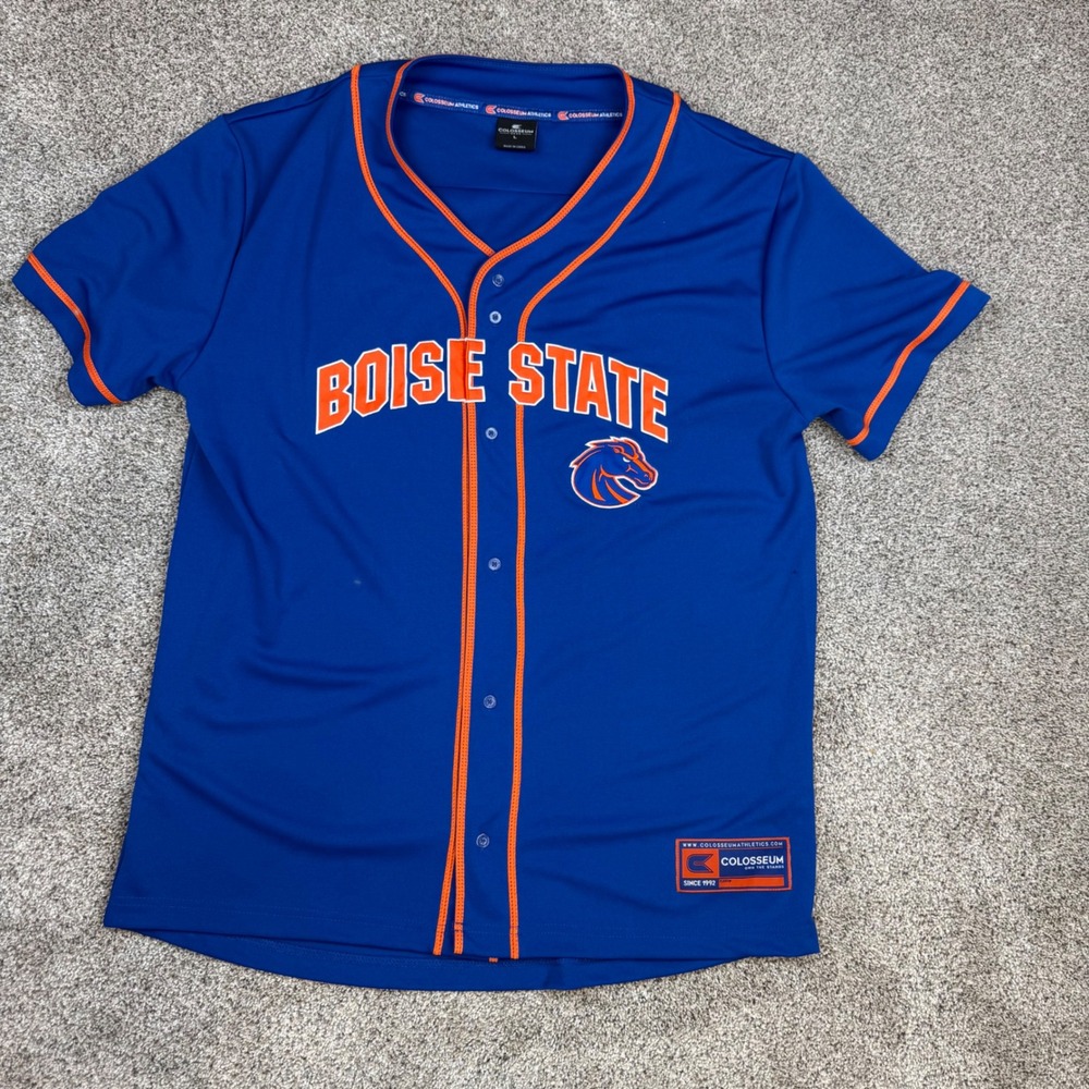 Colosseum Boise State Broncos Baseball Jersey Blue Orange Mens Large NCAA